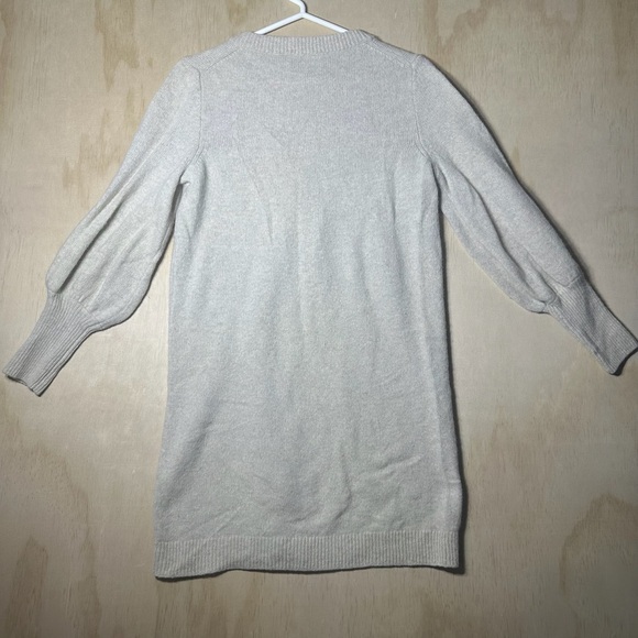 Madewell Neutral Wool Blend Bubble Sleeve V Neck Knit Sweater Medium - Picture 9 of 10